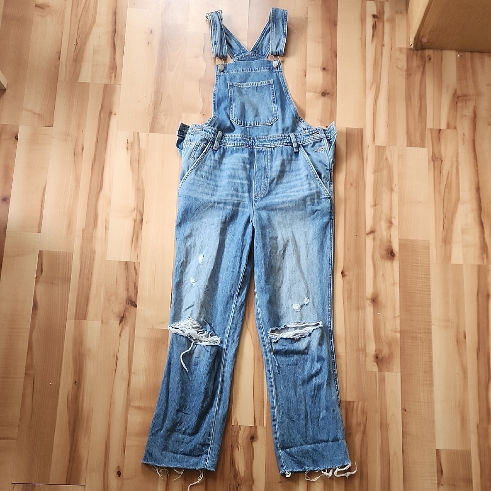 Lucky Brand Distressed Boyfriend Overalls Size Medium